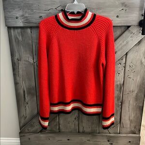 Sanctuary Red and Black Cowl Neck Sweater with Textured Knit